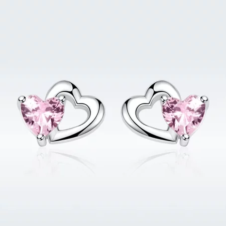 Pandora Style Silver Heart and Soul Stud Earrings - SCE090