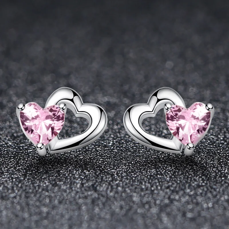 (image for) Pandora Style Silver Heart and Soul Stud Earrings - SCE090 - View 4