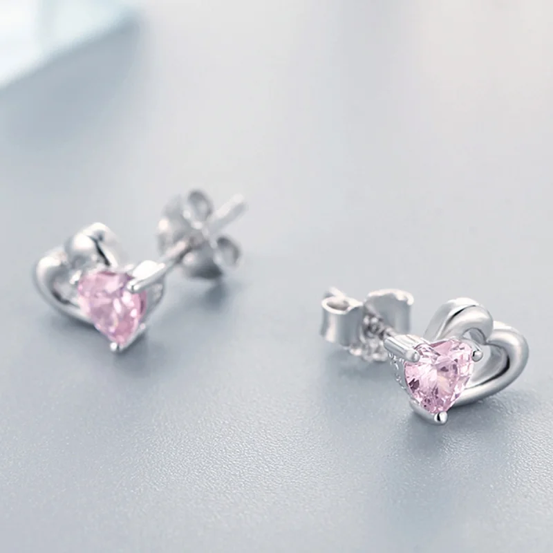 (image for) Pandora Style Silver Heart and Soul Stud Earrings - SCE090 - View 5