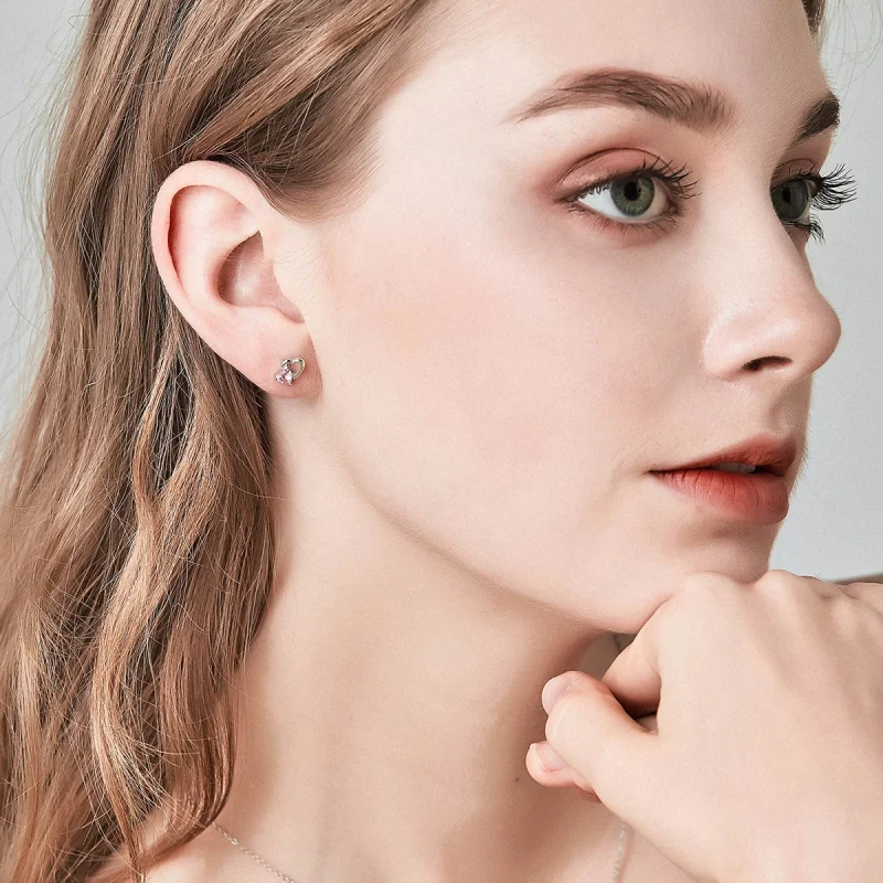 (image for) Pandora Style Silver Heart and Soul Stud Earrings - SCE090 - View 8