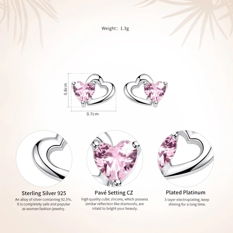 (image for) Pandora Style Silver Heart and Soul Stud Earrings - SCE090 - View 10