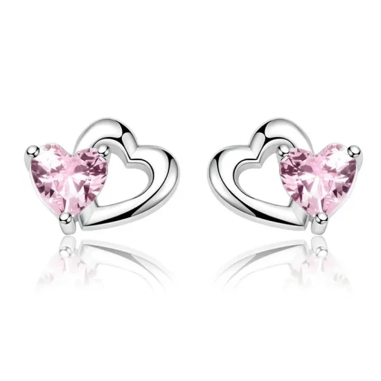 Pandora Style Silver Heart and Soul Stud Earrings - SCE090
