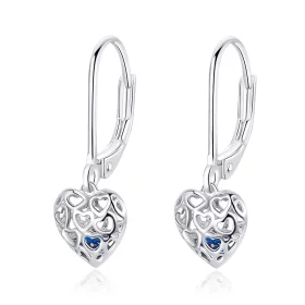 Pandora Style Silver Heart Shape Dangle Earrings - SCE746 Pandora Style Silver Heart Shape Dangle Earrings - SCE746