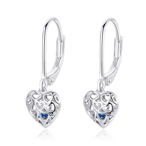 (image for) Pandora Style Silver Heart Shape Dangle Earrings - SCE746
