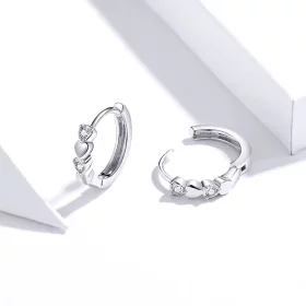 Pandora Style Silver Heart Shape Hoop Earrings - SCE777 Pandora Style Silver Heart Shape Hoop Earrings - SCE777