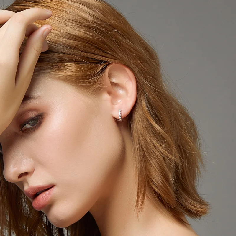 (image for) Pandora Style Silver Heart Shape Hoop Earrings - SCE777 - View 5