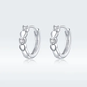 (image for) Pandora Style Silver Heart Shape Hoop Earrings - SCE777