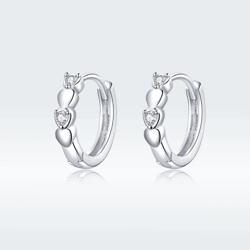 (image for) Pandora Style Silver Heart Shape Hoop Earrings - SCE777 - Product Image