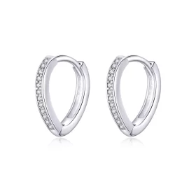 Pandora Style Silver Heart Shape Hoop Earrings - SCE868