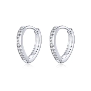 (image for) Pandora Style Silver Heart Shape Hoop Earrings - SCE868