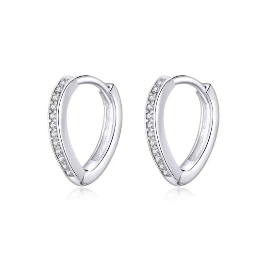 Pandora Style Silver Heart Shape Hoop Earrings - SCE868
