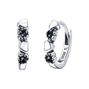 (image for) Pandora Style Silver Hearts Dating Hoop Earrings - SCE445