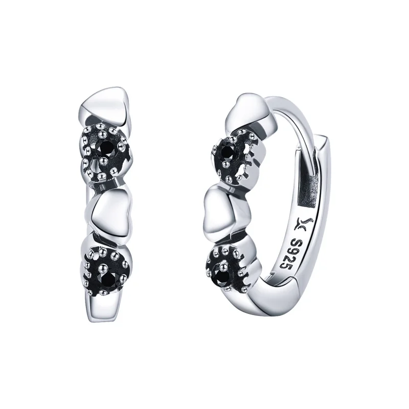 (image for) Pandora Style Silver Hearts Dating Hoop Earrings - SCE445 - Product Image