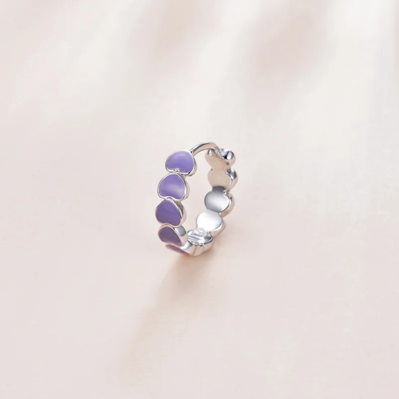 (image for) Pandora Style Silver Hearts Hoop Earrings - SCE1052-VT - View 2