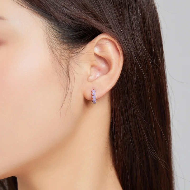 (image for) Pandora Style Silver Hearts Hoop Earrings - SCE1052-VT - View 5