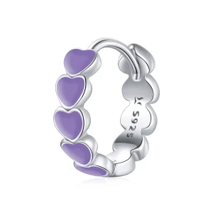 (image for) Pandora Style Silver Hearts Hoop Earrings - SCE1052-VT