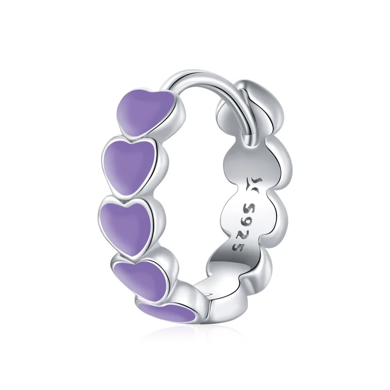 (image for) Pandora Style Silver Hearts Hoop Earrings - SCE1052-VT - Product Image
