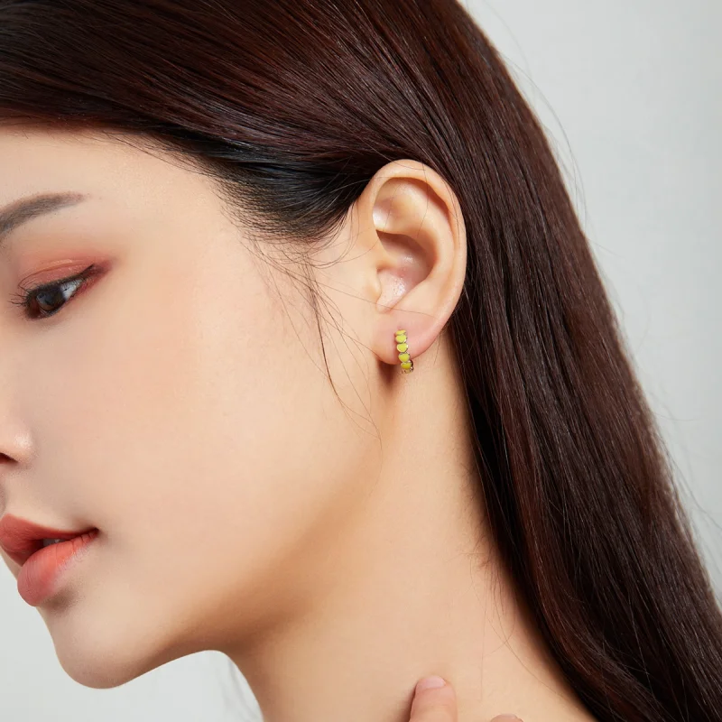 (image for) Pandora Style Silver Hearts Hoop Earrings - SCE1052-YE - View 3