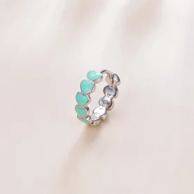 Pandora Style Silver Hearts Hoop Earrings - SCE1052-TQ