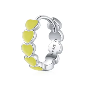 Pandora Style Silver Hearts Hoop Earrings - SCE1052-YE