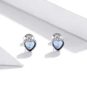 Pandora Style Silver Hearts of glass Stud Earrings - SCE929 Pandora Style Silver Hearts of glass Stud Earrings - SCE929