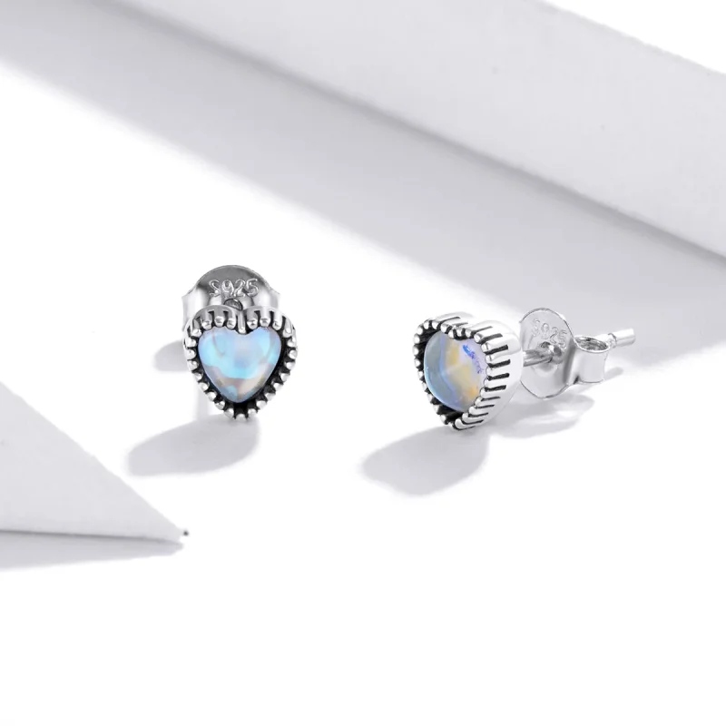 (image for) Pandora Style Silver Hearts of glass Stud Earrings - SCE929 - View 3