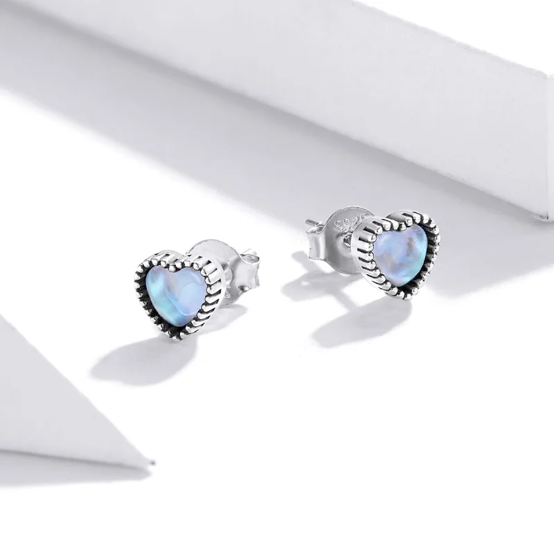 (image for) Pandora Style Silver Hearts of glass Stud Earrings - SCE929 - View 4