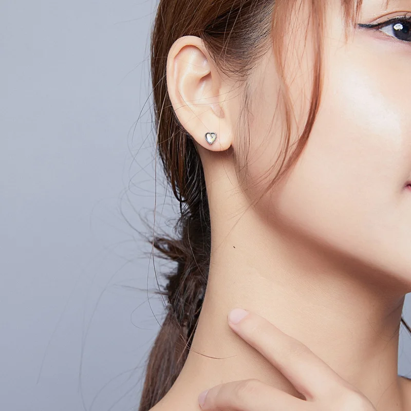 (image for) Pandora Style Silver Hearts of glass Stud Earrings - SCE929 - View 5