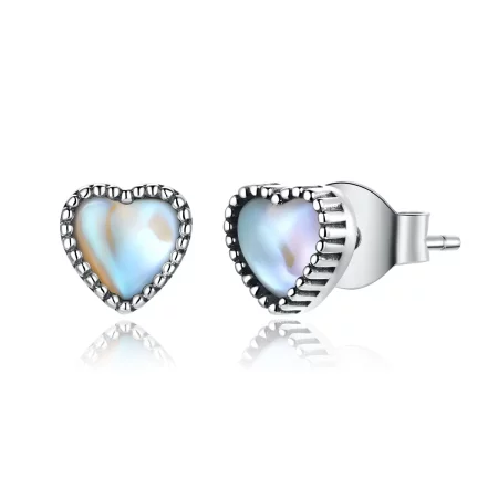 Pandora Style Silver Hearts of glass Stud Earrings - SCE929 Pandora Style Silver Hearts of glass Stud Earrings - SCE929