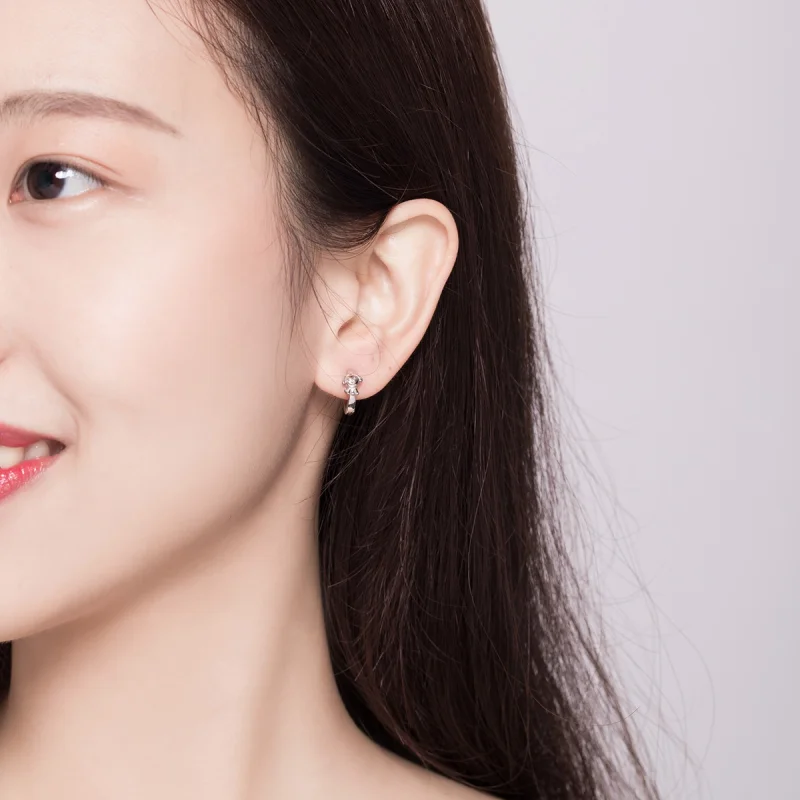 (image for) Pandora Style Silver Honest Puppy Hoop Earrings - SCE662 - View 7