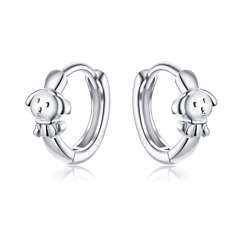 (image for) Pandora Style Silver Honest Puppy Hoop Earrings - SCE662 - Product Image