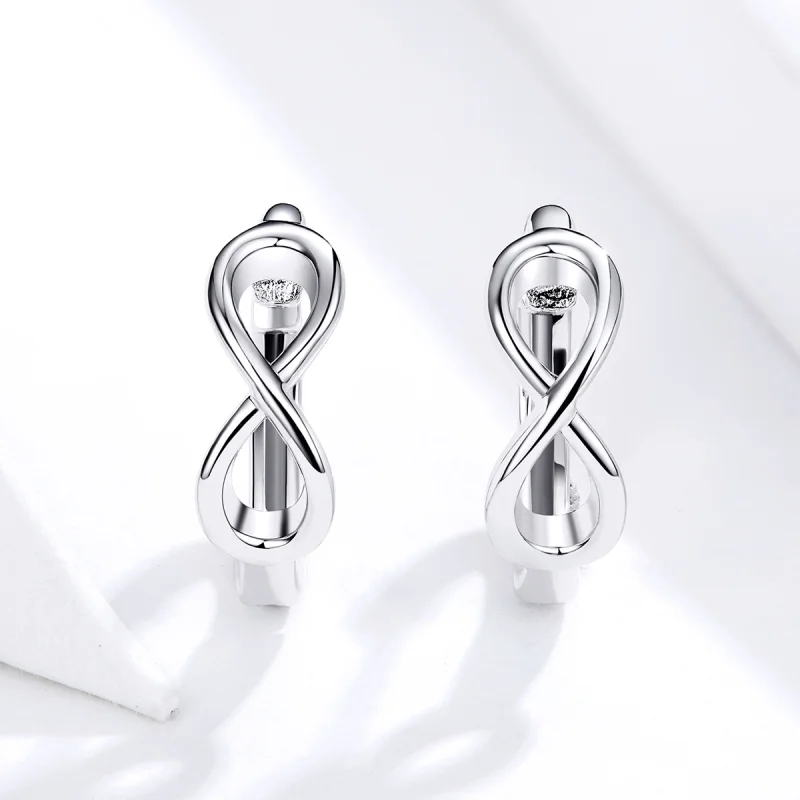 (image for) Pandora Style Silver Infinite Love Hoop Earrings - SCE743 - View 2