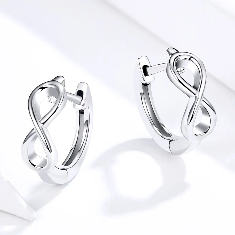 (image for) Pandora Style Silver Infinite Love Hoop Earrings - SCE743 - View 3