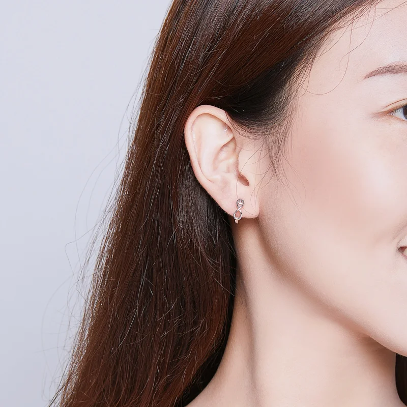 (image for) Pandora Style Silver Infinite Love Hoop Earrings - SCE743 - View 5