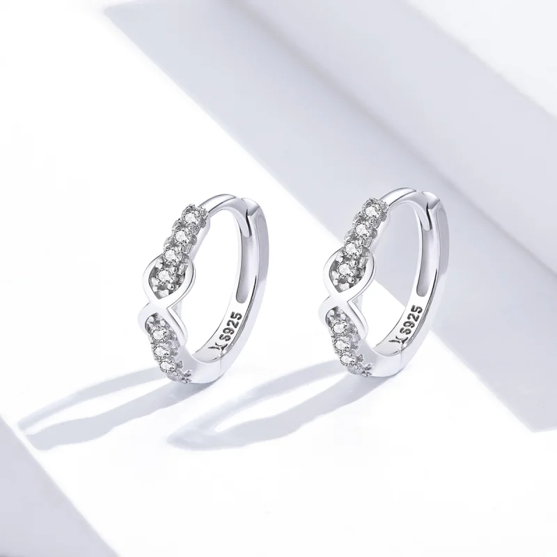 (image for) Pandora Style Silver Infinity Symbol Hoop Earrings - SCE872 - View 2