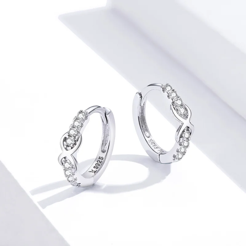 (image for) Pandora Style Silver Infinity Symbol Hoop Earrings - SCE872 - View 3