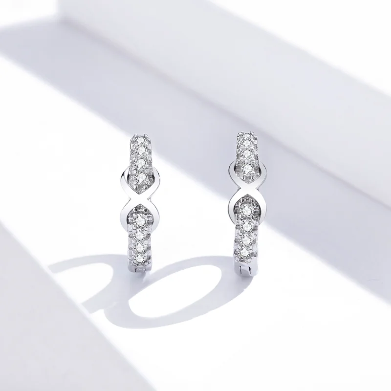 (image for) Pandora Style Silver Infinity Symbol Hoop Earrings - SCE872 - View 4