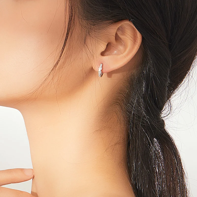 (image for) Pandora Style Silver Infinity Symbol Hoop Earrings - SCE872 - View 5