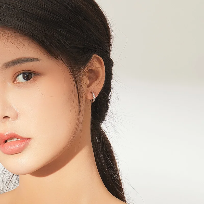 (image for) Pandora Style Silver Infinity Symbol Hoop Earrings - SCE872 - View 6