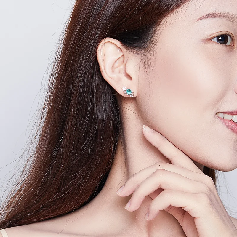 (image for) Pandora Style Silver Interstellar Stud Earrings - SCE701 - View 7