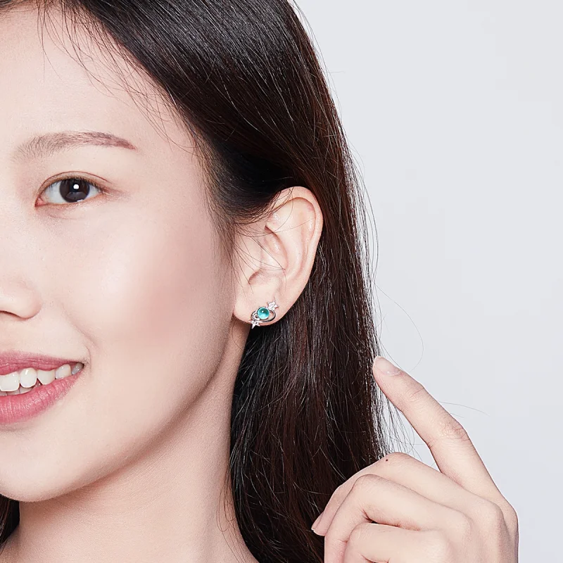 (image for) Pandora Style Silver Interstellar Stud Earrings - SCE701 - View 8