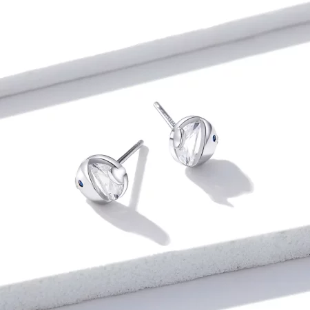 Pandora Style Silver Kissing Fish Stud Earrings - BSE204