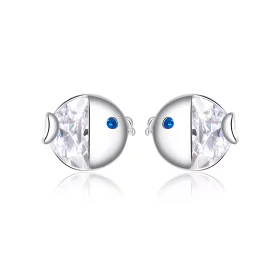 Pandora Style Silver Kissing Fish Stud Earrings - BSE204 Pandora Style Silver Kissing Fish Stud Earrings - BSE204