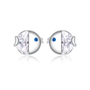(image for) Pandora Style Silver Kissing Fish Stud Earrings - BSE204