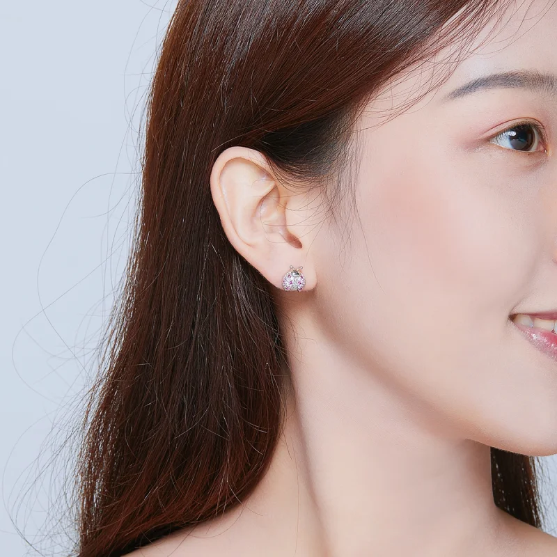 (image for) Pandora Style Silver Ladybug Stud Earrings - SCE715 - View 7