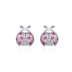 (image for) Pandora Style Silver Ladybug Stud Earrings - SCE715