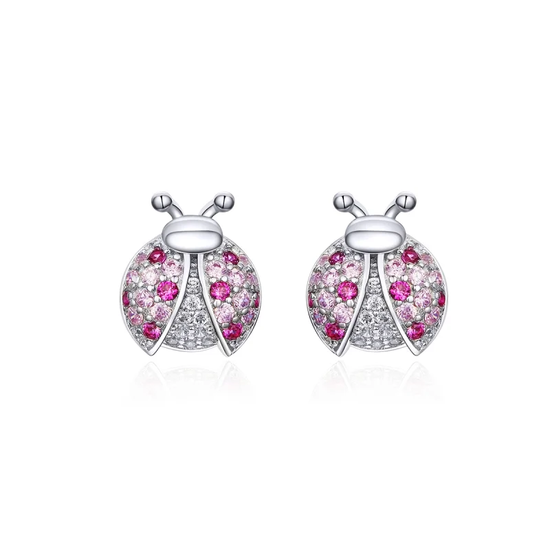 (image for) Pandora Style Silver Ladybug Stud Earrings - SCE715 - Product Image