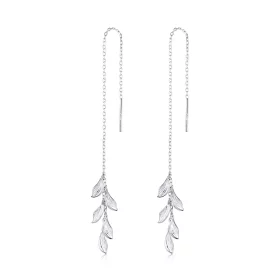 Pandora Style Silver Leaves Dangle Earrings - SCE987 Pandora Style Silver Leaves Dangle Earrings - SCE987