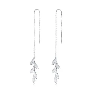 (image for) Pandora Style Silver Leaves Dangle Earrings - SCE987