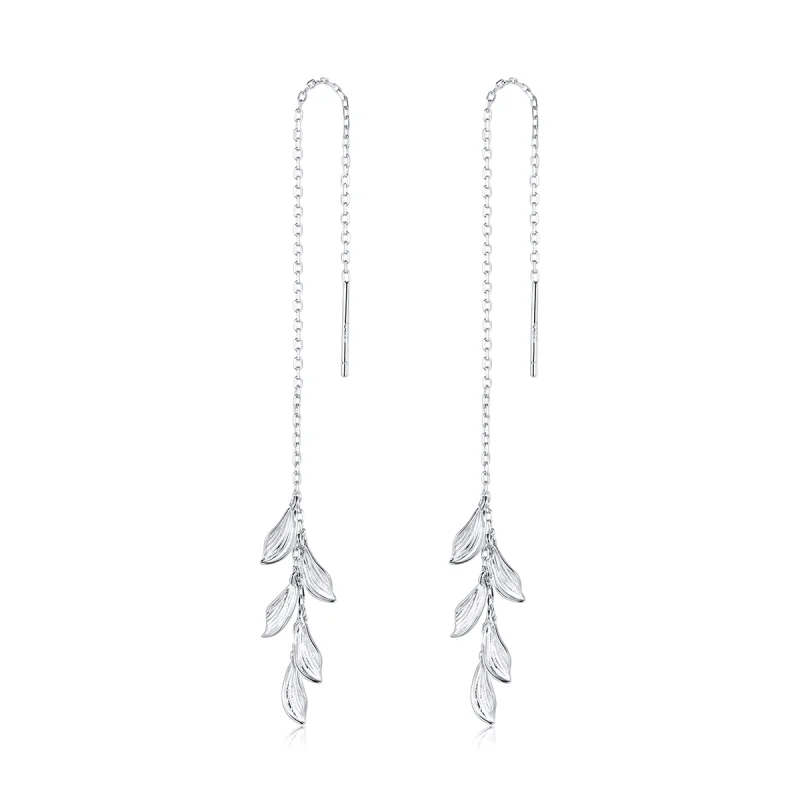 (image for) Pandora Style Silver Leaves Dangle Earrings - SCE987 - Product Image